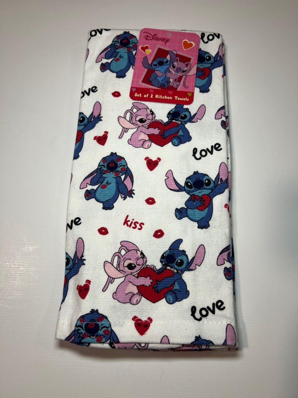 Disney Stitch & Angel Kitchen Towels - White, Blue, Pink, Red